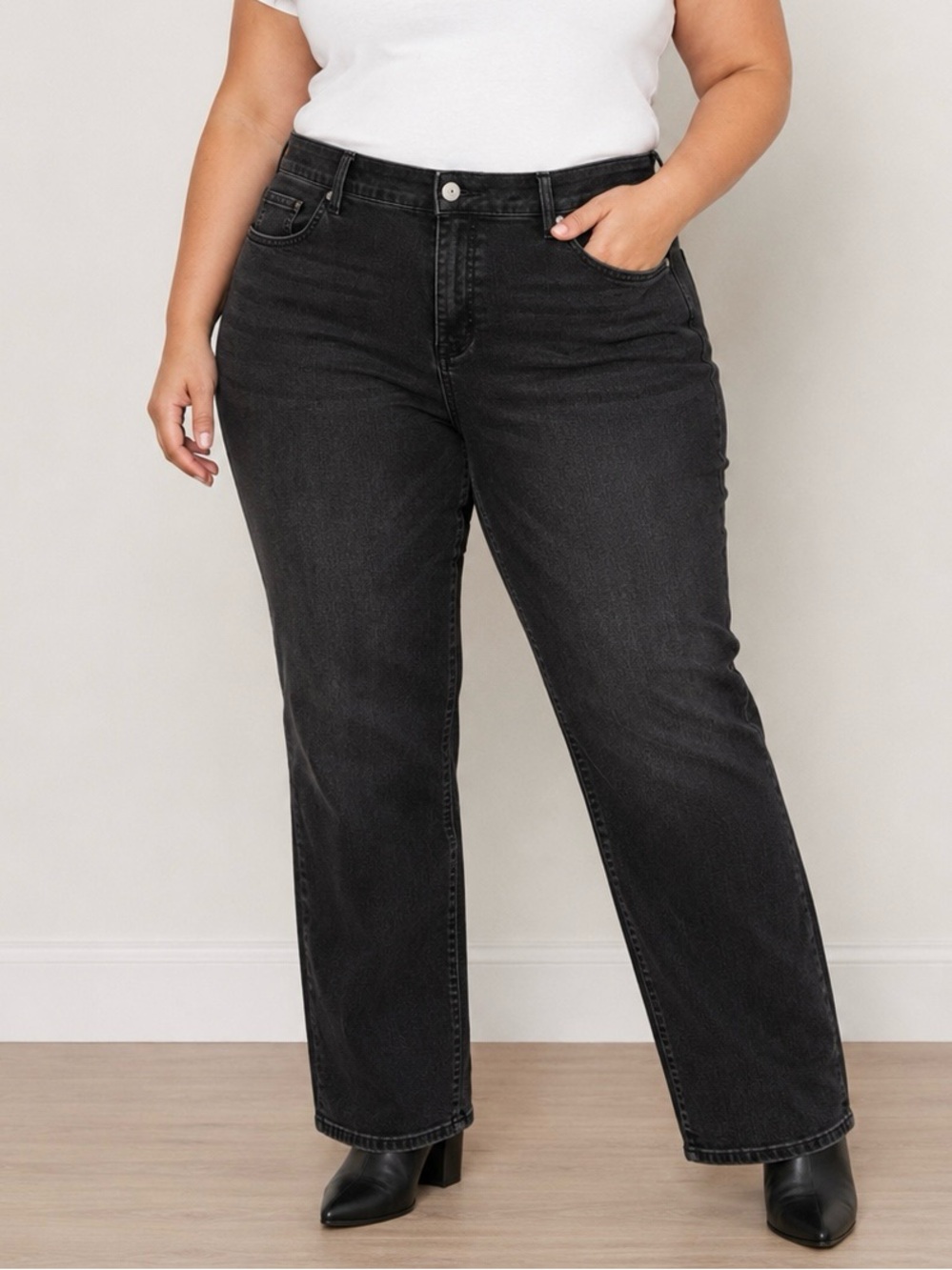 Bandolino Mandie Jeans Size 22W Black Wash Stretch Straight Leg Jeans